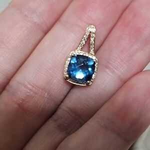 London Blue 14k Yellow Gold Pendant